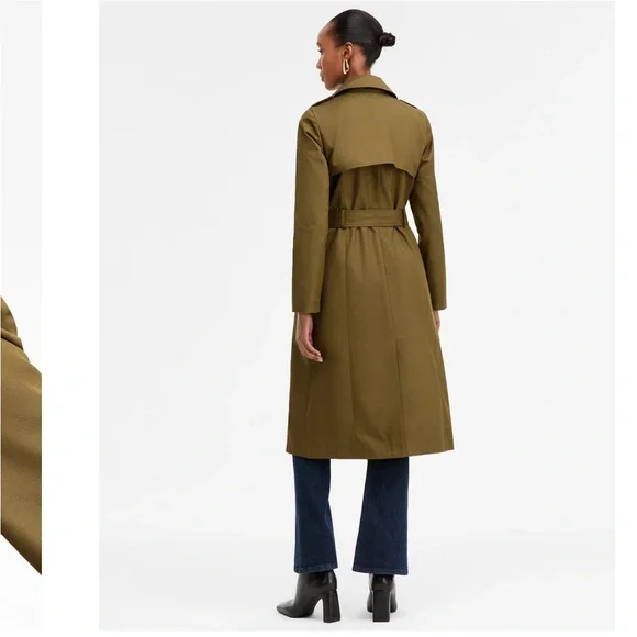 INC International Concepts Olive Double-Breasted Trench Coat size Medium - Picture 4 of 4